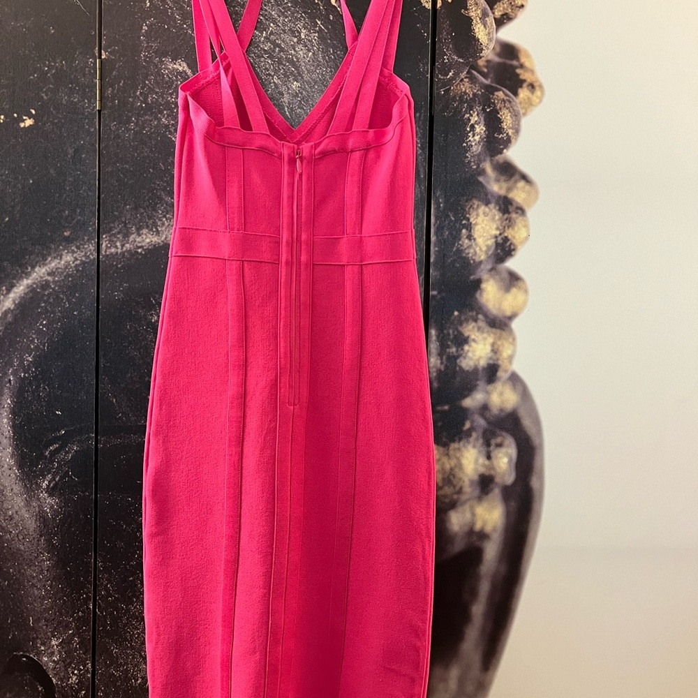 Bebe Fuchsia Pink Bandaid Sexy Cocktail Dress - Picture 10 of 14